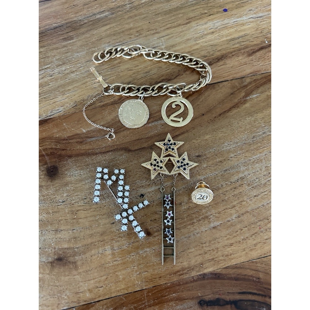 Vintage Mary Kay Consultant Award Ladder Stars Rubies Pins Gold Tone Jewelry Lot